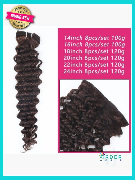 Clip in Hair Extensions Real Human Hair 24 Inch Remy Double Weft Seamless 8Pcs
